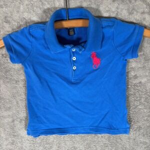 Polo Ralph Lauren Boys Blue Big Pony Short Sleeve Polo Shirt Size 4 4T Preppy